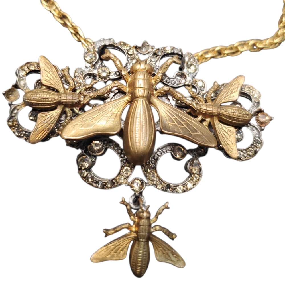 Exquisite Vintage MISS ELLIE NYC Custom Bee Crystal Necklace - Picture 4 of 5